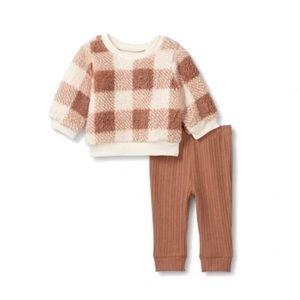 Greyson collection buffalo plaid Sherpa top and leggings set